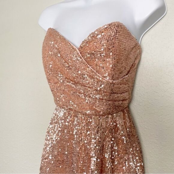 NBD Revolve sequin kash gown baby pink strapless XS - Picture 5 of 15